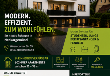 Wohnung Neckargemünd Kleingemünd - 1 Zimmer, 39 m&sup2;, 710&euro; | Angebot:27248560