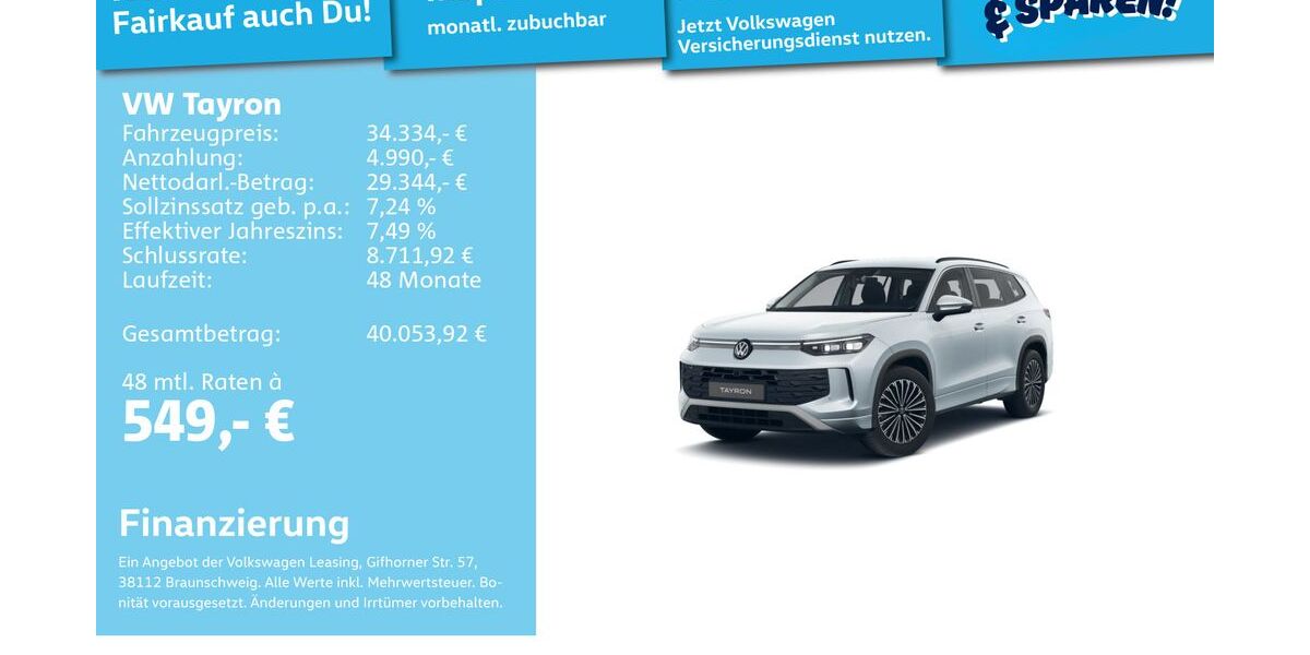VW Tayron 18.699 km 34.034 &euro; Mannheim 68309